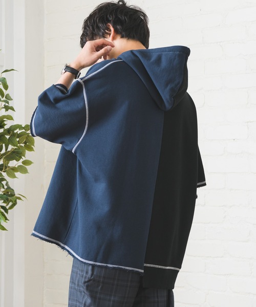 Alpinus（アルピナス）の「Alpinus - bi-color foodie pullover / バイカラーフーディープルオーバー（パーカー・メンズ・ブラック/ベージュ・SMALL/MEDIUM）」の6枚目の写真