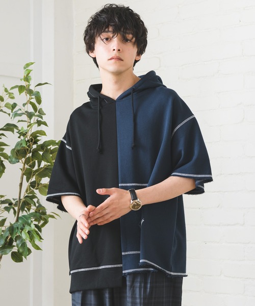 Alpinus（アルピナス）の「Alpinus - bi-color foodie pullover / バイカラーフーディープルオーバー（パーカー・メンズ・ブラック/ベージュ・SMALL/MEDIUM）」の3枚目の写真