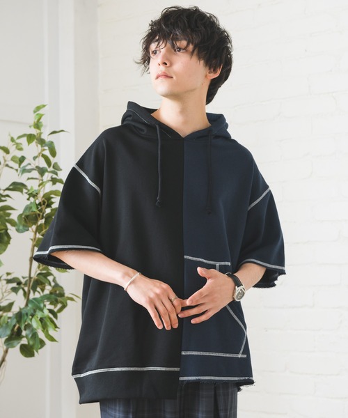 Alpinus（アルピナス）の「Alpinus - bi-color foodie pullover / バイカラーフーディープルオーバー（パーカー・メンズ・ブラック/ベージュ・SMALL/MEDIUM）」の4枚目の写真
