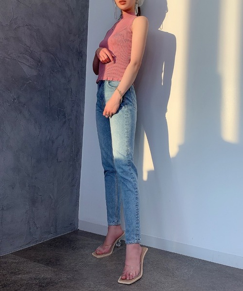 EIMY ISTOIRE(エイミーイストワール)の「ランダムリブノースリーブニット(タンクトップ・レディース・グリーン系その他2/アイボリー/ブラック/ピンク/ブルー/グレイッシュベージュ・FREE)」の8枚目の写真