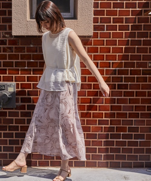 Amourire（アムリール）の「マーブル柄セミフレアSK（スカート・レディース・ベージュ/グレー/ピンク・M）」の7枚目の写真