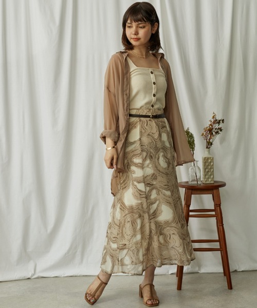 Amourire（アムリール）の「マーブル柄セミフレアSK（スカート・レディース・ベージュ/グレー/ピンク・M）」の12枚目の写真