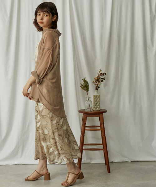 Amourire（アムリール）の「マーブル柄セミフレアSK（スカート・レディース・ベージュ/グレー/ピンク・M）」の6枚目の写真