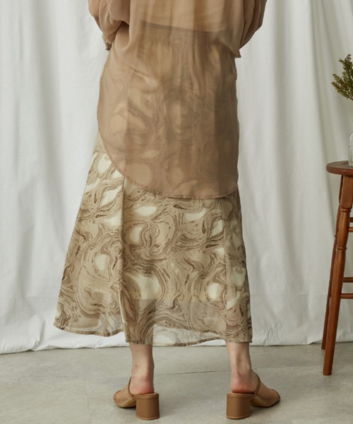 Amourire（アムリール）の「マーブル柄セミフレアSK（スカート・レディース・ベージュ/グレー/ピンク・M）」の14枚目の写真