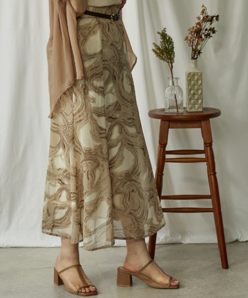 Amourire（アムリール）の「マーブル柄セミフレアSK（スカート・レディース・ベージュ/グレー/ピンク・M）」の15枚目の写真