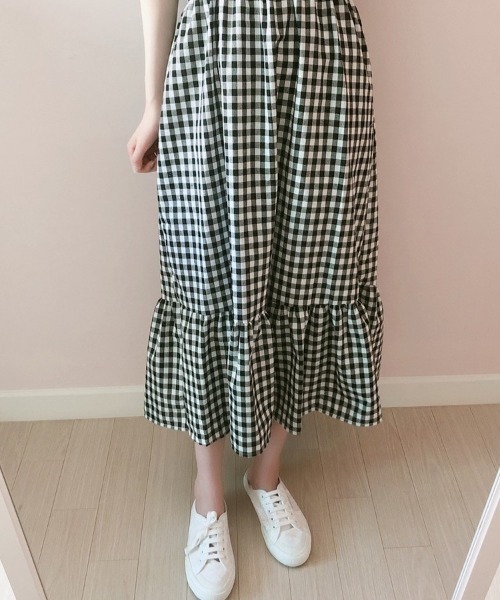 SONA（ソナ）の「SONYUNARA Ｔシャツ+チェックワンピースセット（ワンピース・レディース・スカイブルー/ブラック/オレンジ・FREE）」の12枚目の写真