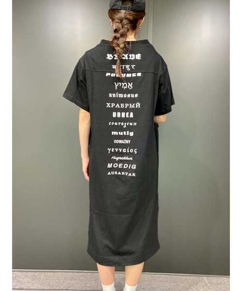 レディース サステナブル ワンピース ドロップショルダー 刺繍