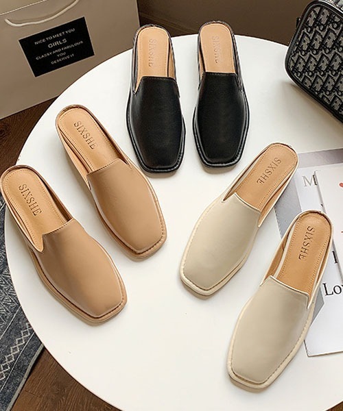 SVEC(シュベック)の「スクエアトゥ ミュール サンダル(サンダル・レディース・ホワイト/ベージュ/ブラック・38/36/37/39/35)」の7枚目の写真