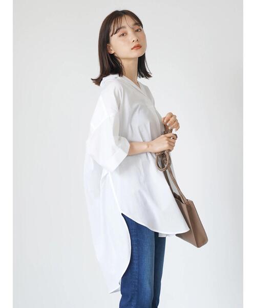 スキッパー開襟BIGシャツチュニック*