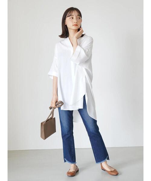 スキッパー開襟BIGシャツチュニック*