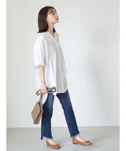 スキッパー開襟BIGシャツチュニック*