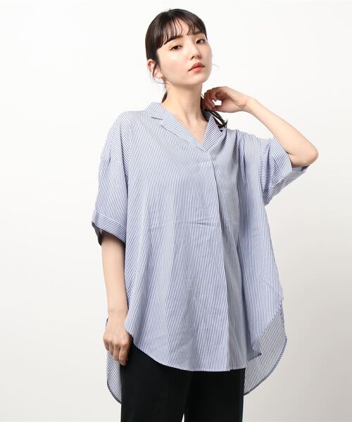 スキッパー開襟BIGシャツチュニック*