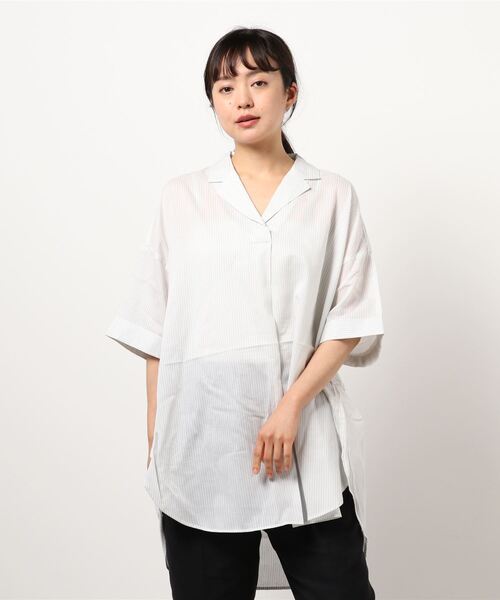 スキッパー開襟BIGシャツチュニック*