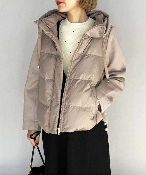 PICCIN（ピッチン）の「ダウン切り替えボンディングコート（ダウンジャケット/コート・レディース・ベージュ/モカ/ブラック・L/M）」の3枚目の写真