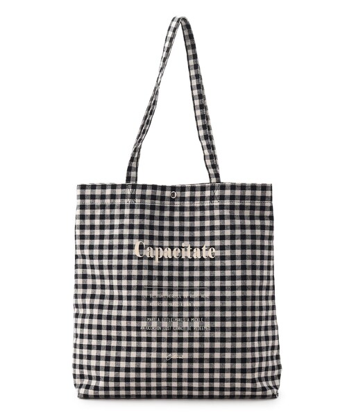 DRESKIP（ドレスキップ）の「◆チェック＆ストライプ柄トート（トートバッグ・レディース・ブラック系1/ベージュ系1/オレンジ系その他3/ネイビー系2・00）」の2枚目の写真