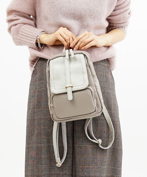 SAC(サック)の「ショルダーにもなるミニリュック Happy&Sac(バックパック/リュック・レディース・ブルー/グレー/カーキ/ブラック・FREE)」の2枚目の写真