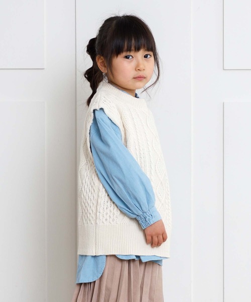 MAKE YOUR DAY（メイクユアデイ）の「ケーブルニットベスト■90～140cm（ベスト・キッズ・アイボリー/ブラック/ブラウン・100/140/110/130/120/90）」の3枚目の写真