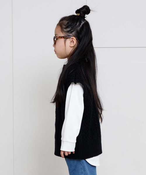 MAKE YOUR DAY（メイクユアデイ）の「ケーブルニットベスト■90～140cm（ベスト・キッズ・アイボリー/ブラック/ブラウン・100/140/110/130/120/90）」の4枚目の写真