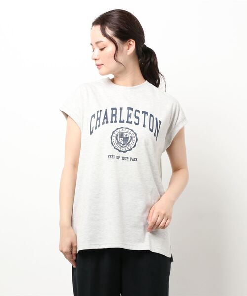 INGNI(イング)の「カレッジフレンチスリーブTシャツ/A(Tシャツ/カットソー・レディース・グレー/オフホワイト/スミクロ/ネイビー系5・M)」の3枚目の写真