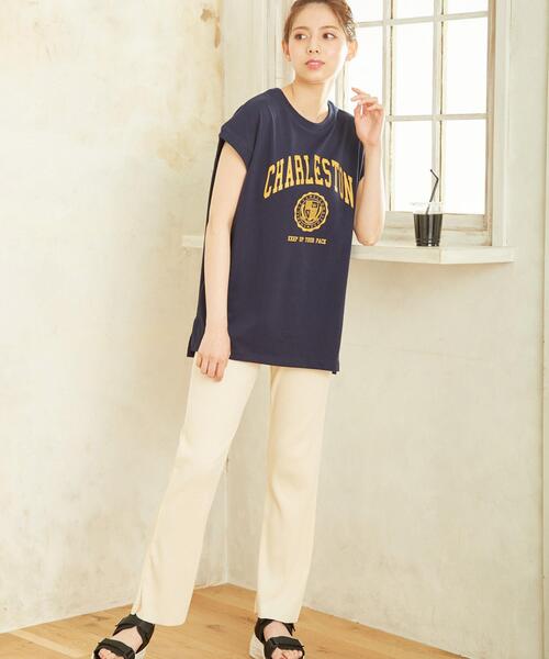 INGNI(イング)の「カレッジフレンチスリーブTシャツ/A(Tシャツ/カットソー・レディース・グレー/オフホワイト/スミクロ/ネイビー系5・M)」の10枚目の写真