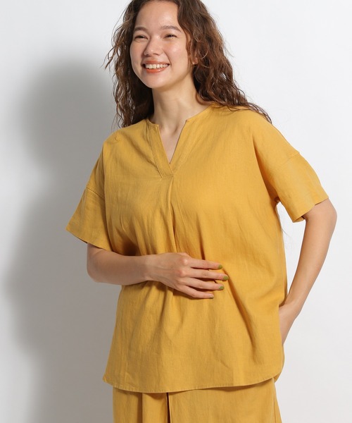 niko and…ニコアンド　リネン混Aラインブラウス ゆったりサイズ niko and ｜COMFORTリネンバンドブラウス | Rakuten Fashion