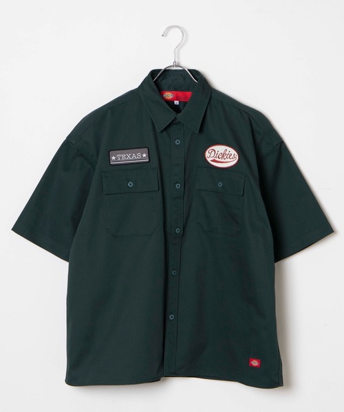 Dickies（ディッキーズ）の「∴WEGO/別注 Dickiesビックシルエット5分袖ワークシャツ（シャツ/ブラウス・メンズ・ダークグリーン/ベージュ/ワイン・MEDIUM/LARGE）」の3枚目の写真