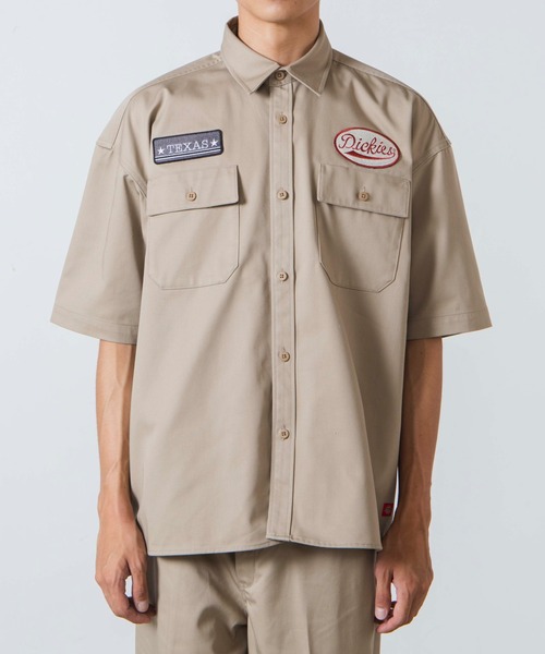 Dickies（ディッキーズ）の「∴WEGO/別注 Dickiesビックシルエット5分袖ワークシャツ（シャツ/ブラウス・メンズ・ダークグリーン/ベージュ/ワイン・MEDIUM/LARGE）」の10枚目の写真
