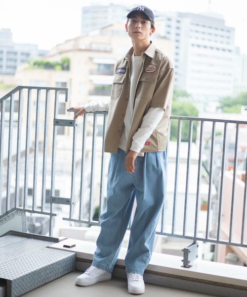 Dickies（ディッキーズ）の「∴WEGO/別注 Dickiesビックシルエット5分袖ワークシャツ（シャツ/ブラウス・メンズ・ダークグリーン/ベージュ/ワイン・MEDIUM/LARGE）」の21枚目の写真