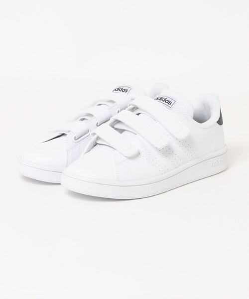 adidas（アディダス）の「adidas アディダス ADVANCOURT BASE VELCRO U レディーススニーカー(アドバンコートベースベルクロU)（スニーカー・レディース・ホワイト×ネイビー/ホワイト系その他・24.5cm/23.5cm/23.0cm/24.0cm/22.5cm）」の2枚目の写真