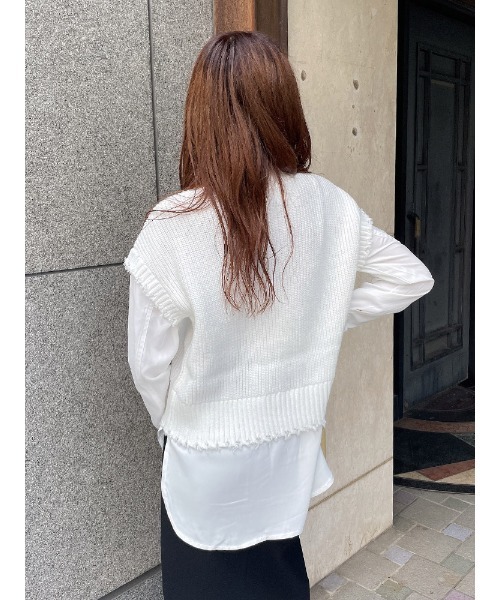 ENVYM（アンビー）の「ブロークンニットドッキングＳＨ（シャツ/ブラウス・レディース・ホワイト/ブラック/グレー・FREE）」の6枚目の写真