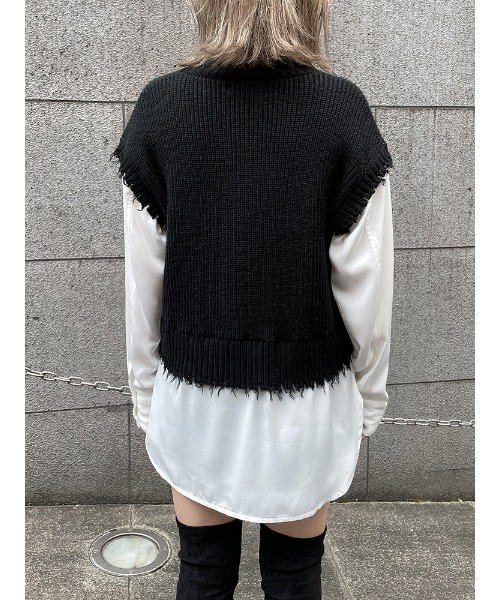 ENVYM（アンビー）の「ブロークンニットドッキングＳＨ（シャツ/ブラウス・レディース・ホワイト/ブラック/グレー・FREE）」の11枚目の写真