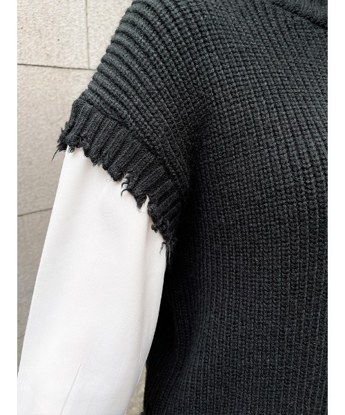 ENVYM（アンビー）の「ブロークンニットドッキングＳＨ（シャツ/ブラウス・レディース・ホワイト/ブラック/グレー・FREE）」の13枚目の写真