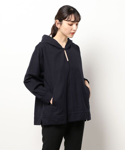 ORCIVAL（オーシバル）の「ORCIVAL | フーデッドプルオーバーシャツ WOMEN（シャツ/ブラウス・レディース・ネイビー/オートミール・1）」の5枚目の写真