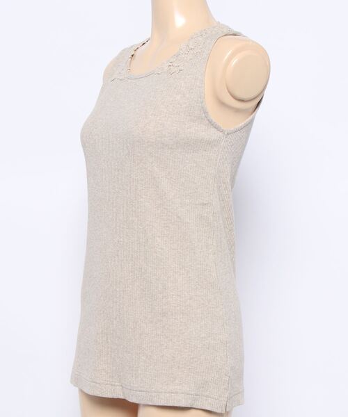 Samansa Mos2（サマンサ モスモス）の「パーツレース付ノースリーブ（Tシャツ/カットソー・レディース・ブラック/ダークブラウン/ベージュ/オフホワイト・ﾌﾘ-）」の5枚目の写真