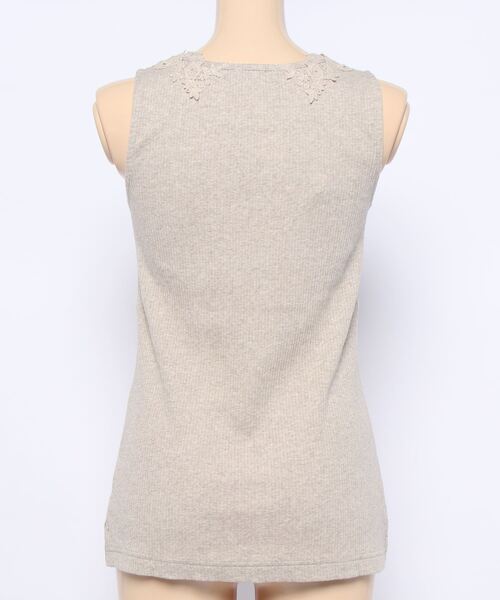 Samansa Mos2（サマンサ モスモス）の「パーツレース付ノースリーブ（Tシャツ/カットソー・レディース・ブラック/ダークブラウン/ベージュ/オフホワイト・ﾌﾘ-）」の6枚目の写真