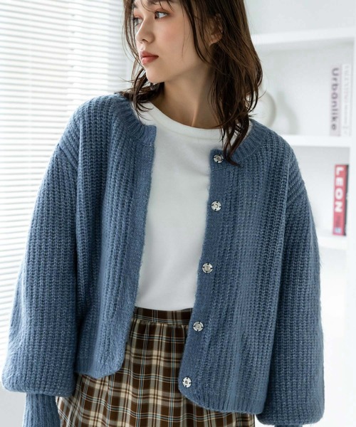 Edit Sheen（エディットシーン）の「ボリュームニットカーデ（カーディガン/ボレロ・レディース・ベージュ/スモークピンク/モカ/グレー/ブルー・MEDIUM）」の11枚目の写真