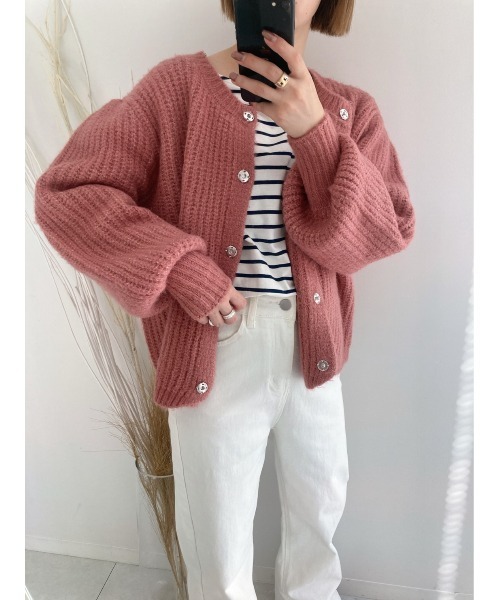 Edit Sheen（エディットシーン）の「ボリュームニットカーデ（カーディガン/ボレロ・レディース・ベージュ/スモークピンク/モカ/グレー/ブルー・MEDIUM）」の7枚目の写真