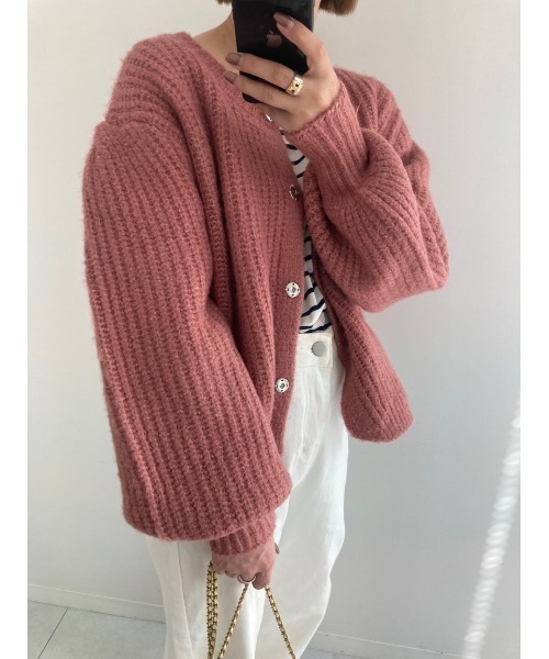 Edit Sheen（エディットシーン）の「ボリュームニットカーデ（カーディガン/ボレロ・レディース・ベージュ/スモークピンク/モカ/グレー/ブルー・MEDIUM）」の8枚目の写真