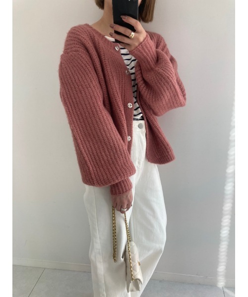 Edit Sheen（エディットシーン）の「ボリュームニットカーデ（カーディガン/ボレロ・レディース・ベージュ/スモークピンク/モカ/グレー/ブルー・MEDIUM）」の9枚目の写真