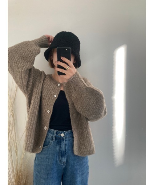 Edit Sheen（エディットシーン）の「ボリュームニットカーデ（カーディガン/ボレロ・レディース・ベージュ/スモークピンク/モカ/グレー/ブルー・MEDIUM）」の6枚目の写真