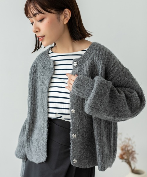 Edit Sheen（エディットシーン）の「ボリュームニットカーデ（カーディガン/ボレロ・レディース・ベージュ/スモークピンク/モカ/グレー/ブルー・MEDIUM）」の15枚目の写真