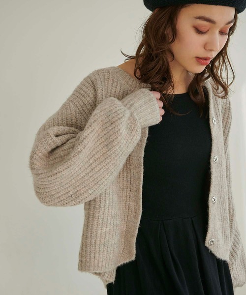 Edit Sheen（エディットシーン）の「ボリュームニットカーデ（カーディガン/ボレロ・レディース・ベージュ/スモークピンク/モカ/グレー/ブルー・MEDIUM）」の16枚目の写真