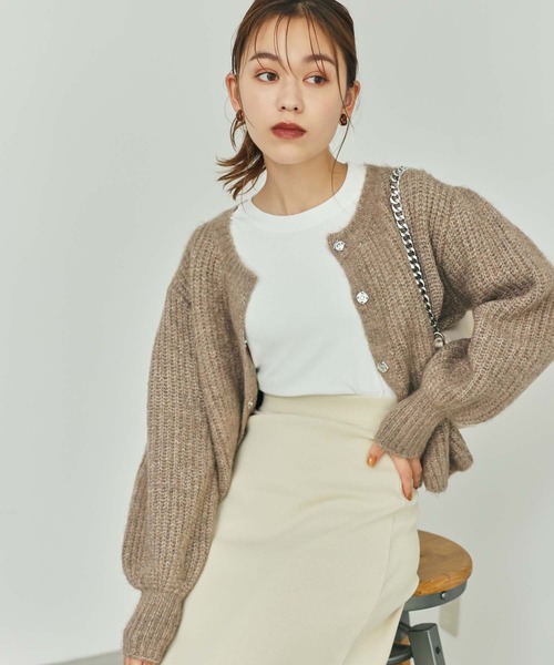 Edit Sheen（エディットシーン）の「ボリュームニットカーデ（カーディガン/ボレロ・レディース・ベージュ/スモークピンク/モカ/グレー/ブルー・MEDIUM）」の21枚目の写真