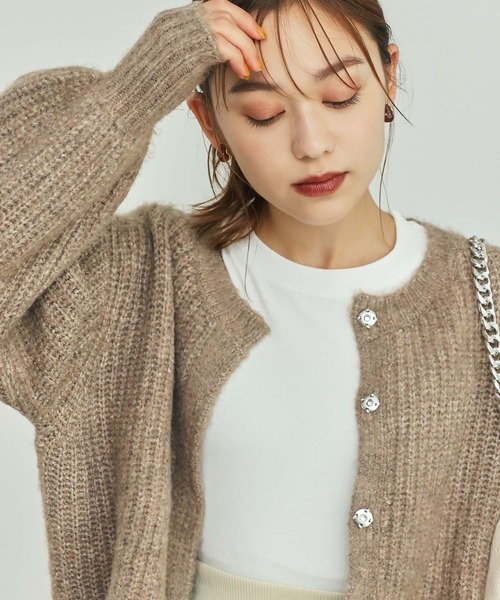 Edit Sheen（エディットシーン）の「ボリュームニットカーデ（カーディガン/ボレロ・レディース・ベージュ/スモークピンク/モカ/グレー/ブルー・MEDIUM）」の18枚目の写真