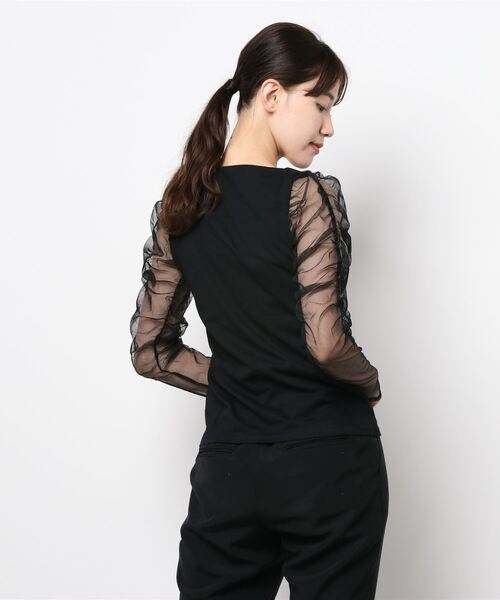 SISLEY(シスレー)の「オーガンジーギャザー長袖カットソー(Tシャツ/カットソー・レディース・ブラック・MEDIUM/SMALL/X-SMALL)」の9枚目の写真