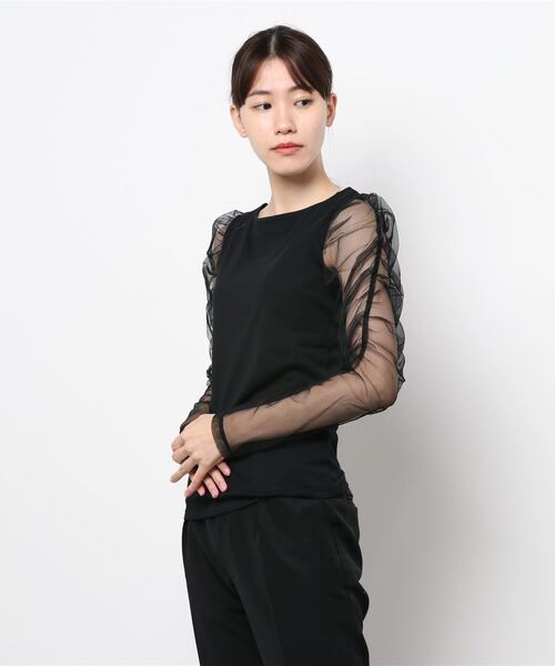 SISLEY(シスレー)の「オーガンジーギャザー長袖カットソー(Tシャツ/カットソー・レディース・ブラック・MEDIUM/SMALL/X-SMALL)」の7枚目の写真