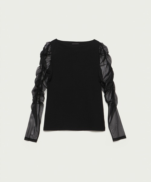 SISLEY(シスレー)の「オーガンジーギャザー長袖カットソー(Tシャツ/カットソー・レディース・ブラック・MEDIUM/SMALL/X-SMALL)」の6枚目の写真