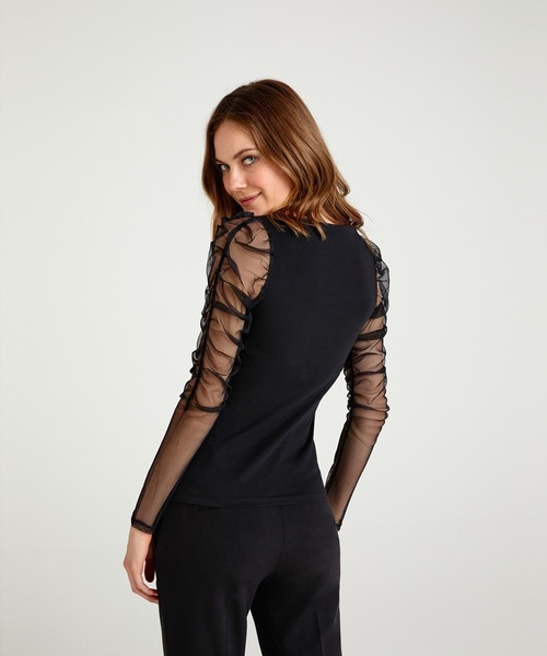 SISLEY(シスレー)の「オーガンジーギャザー長袖カットソー(Tシャツ/カットソー・レディース・ブラック・MEDIUM/SMALL/X-SMALL)」の3枚目の写真