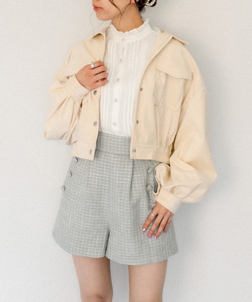 OLIVE des OLIVE（オリーブデオリーブ）の「やわらかコーデュロイブルゾン（ブルゾン・レディース・ブルー/ライトグレー/アイボリー/ライトブラウン・FREE）」の2枚目の写真