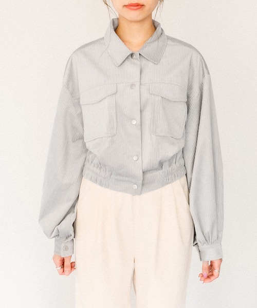 OLIVE des OLIVE（オリーブデオリーブ）の「やわらかコーデュロイブルゾン（ブルゾン・レディース・ブルー/ライトグレー/アイボリー/ライトブラウン・FREE）」の6枚目の写真